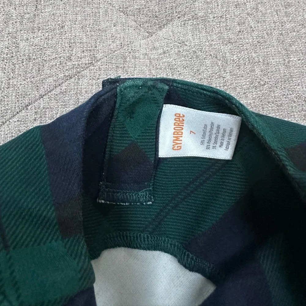 Gymboree navy blue and green tartan holiday Christmas dress size 7